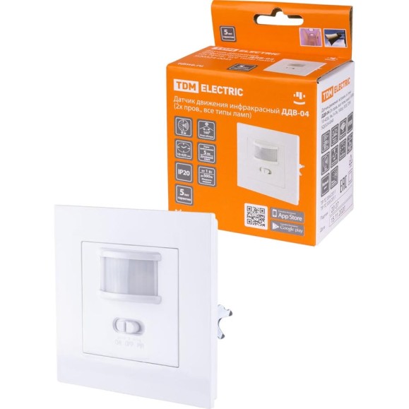 Датчик движения TDM ELECTRIC ДДВ-04 2х пров., все типы ламп 500Вт, 10-420с, 9м, 5+Лк, 160гр, IP20, SQ0324-0045 Датчик движения TDM ELECTRIC ДДВ-04 2х пров., все типы ламп 500Вт, 10-420с, 9м, 5+Лк, 160гр, IP20, SQ0324-0045