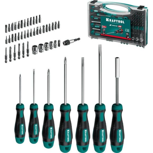 Набор отверток и насадок KRAFTOOL X-Drive-50 50 шт. 25815 Набор отверток и насадок KRAFTOOL X-Drive-50 50 шт. 25815