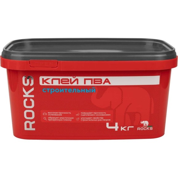 Клей ПВА строительный ROCKS 4 кг 033 Клей ПВА строительный ROCKS 4 кг 033