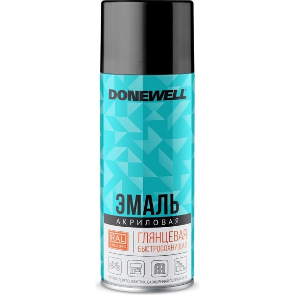 Эмаль универсальная акриловая DONEWELL RAL 9005 чёрная глянцевая DW-A9005 Эмаль универсальная акриловая DONEWELL RAL 9005 чёрная глянцевая DW-A9005