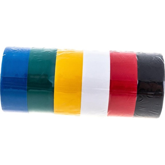 Изолента FIT IT PVC 19 мм х 0.13 мм х 3 м, 6 шт., цветная 11027 Изолента FIT IT PVC 19 мм х 0.13 мм х 3 м, 6 шт., цветная 11027