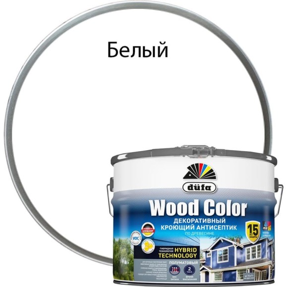 Кроющий антисептик Dufa WOOD COLOR белый база 1 9 л МП00-007350 Кроющий антисептик Dufa WOOD COLOR белый база 1 9 л МП00-007350