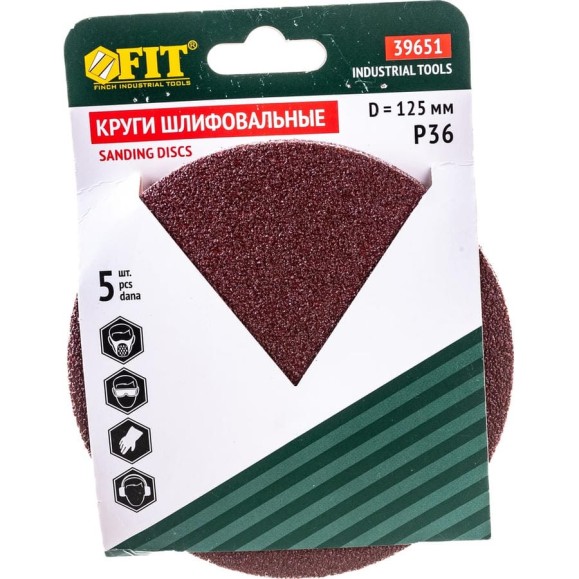 Круги шлифовальные 5 шт. (125 мм; Р36) FIT IT 39651