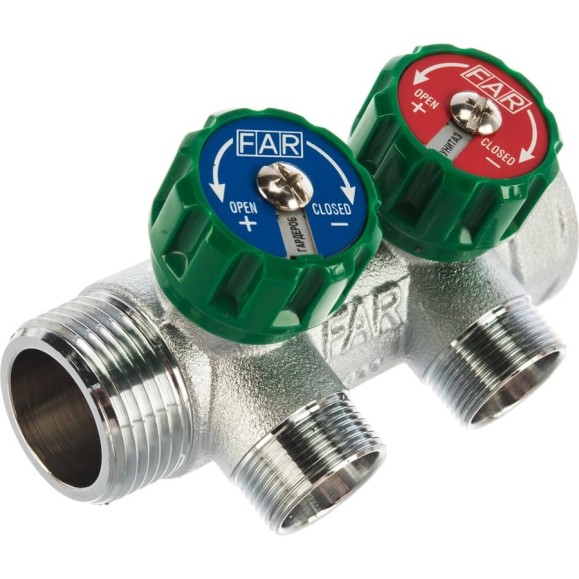 Регулируемый коллектор с 2 отводами FAR1" М24х19 FK 3825 C1 Регулируемый коллектор с 2 отводами FAR1" М24х19 FK 3825 C1