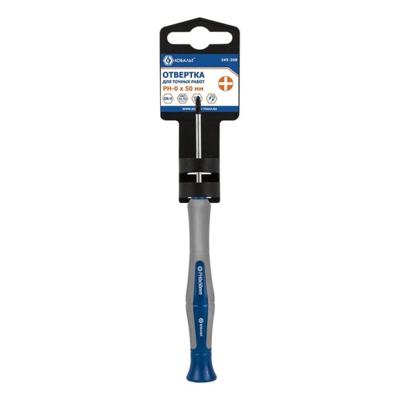 Отвертка для точных работ PH 0 х 50 мм CR-V,подвес КОБАЛЬТ Ultra Grip 245-268 Отвертка для точных работ PH 0 х 50 мм CR-V,подвес КОБАЛЬТ Ultra Grip 245-268