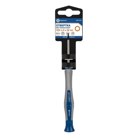 Отвертка для точных работ HEX 1.5 х 50 мм CR-V,подвес КОБАЛЬТ Ultra Grip 245-411 Отвертка для точных работ HEX 1.5 х 50 мм CR-V,подвес КОБАЛЬТ Ultra Grip 245-411