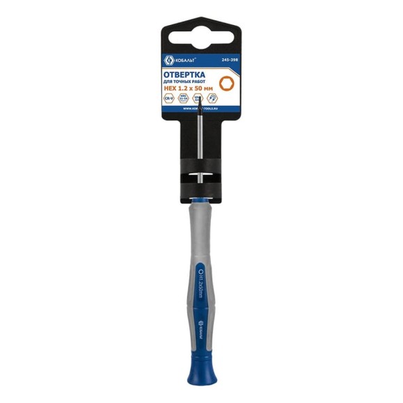 Отвертка для точных работ HEX 1.2 х 50 мм CR-V,подвес КОБАЛЬТ Ultra Grip 245-398 Отвертка для точных работ HEX 1.2 х 50 мм CR-V,подвес КОБАЛЬТ Ultra Grip 245-398