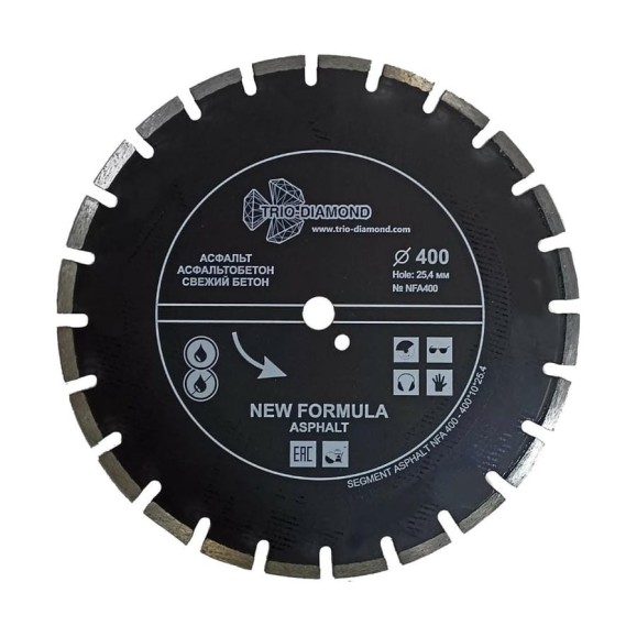 Диск алмазный отрезной TRIO-DIAMOND по асфальту 400x25.4 New Formula Asphalt NFA400 Диск алмазный отрезной TRIO-DIAMOND по асфальту 400x25.4 New Formula Asphalt NFA400
