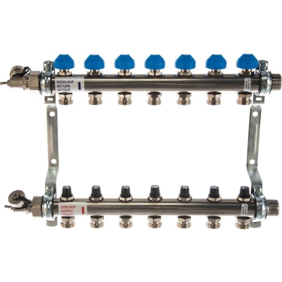 Коллекторная группа Uni-Fitt Н 1"х3/4", 7 выходов, нержавеющая сталь 456W4307 Коллекторная группа Uni-Fitt Н 1"х3/4", 7 выходов, нержавеющая сталь 456W4307