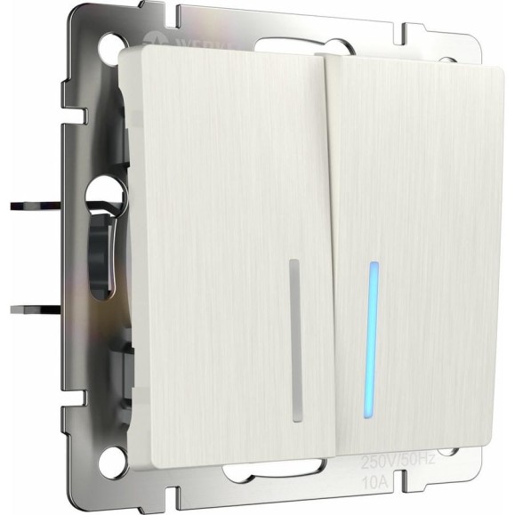 Двухклавишный выключатель WERKEL W1120113 с подсветкой перламутровый рифленый a051186 Двухклавишный выключатель WERKEL W1120113 с подсветкой перламутровый рифленый a051186