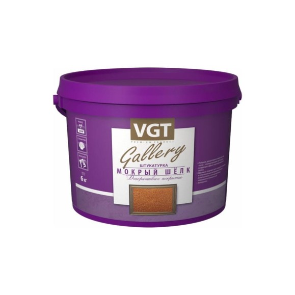 Фактурная штукатурка VGT Мокрый шёлк серебристо-белая, №1(SJ-304) база, 5 л, 6 кг 11607605 Фактурная штукатурка VGT Мокрый шёлк серебристо-белая, №1(SJ-304) база, 5 л, 6 кг 11607605