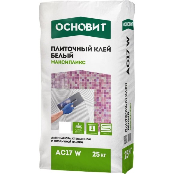 Плиточный клей Основит Профи Мрамор МАКСИПЛИКС АС17 W класс C2TE, 25 кг 83168