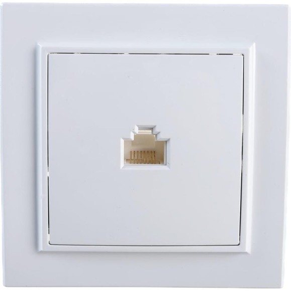 Компьютерная розетка STEKKER 1-местная RJ-45, серия Эрна, белая 39047