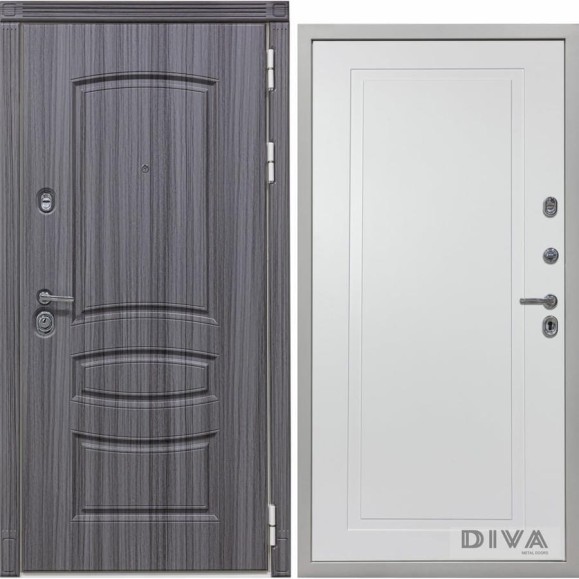 Дверь DIVA 42 2050x860 мм Правая Сандал серый - Н10 Белый Софт УТ-00075386