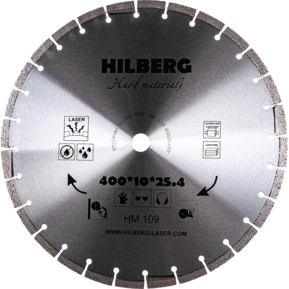 Диск алмазный отрезной Hilberg 400x25.4 Hard Materials Laser HM109 Диск алмазный отрезной Hilberg 400x25.4 Hard Materials Laser HM109