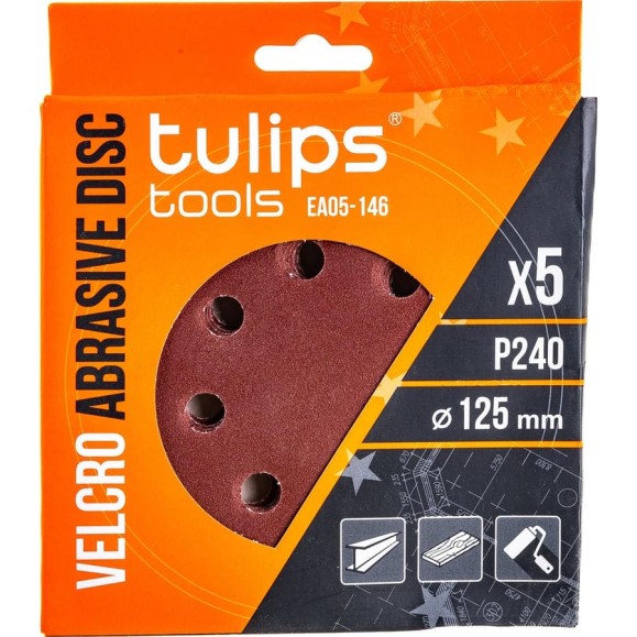 Диск шлифовальный с липучкой (5 шт; 125 мм; P240) Tulips tools EA05-146 Диск шлифовальный с липучкой (5 шт; 125 мм; P240) Tulips tools EA05-146