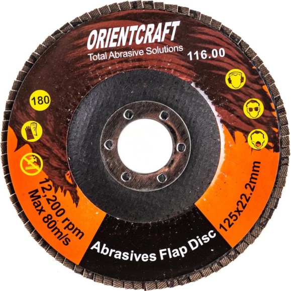 Диск лепестковый торцевой по металлу (10 шт; 125x22.2 мм; P180) Orientcraft OCF12522180 Диск лепестковый торцевой по металлу (10 шт; 125x22.2 мм; P180) Orientcraft OCF12522180