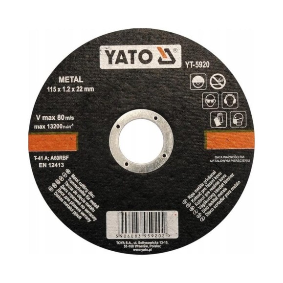 Круг отрезной по металлу 115x1.2x22 мм YATO YT-5920 Круг отрезной по металлу 115x1.2x22 мм YATO YT-5920