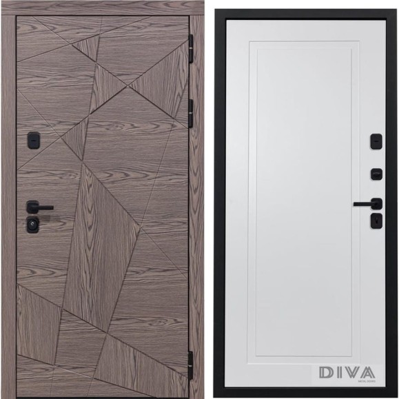 Дверь DIVA 97/2 2050x960 мм Правая Дуб коньяк - Н10 Белый Софт УТ-00074844