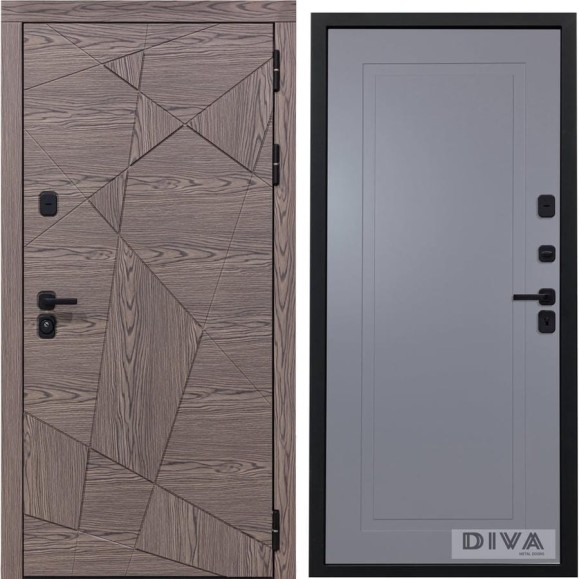 Дверь DIVA 97/2 2050x960 мм Правая Дуб коньяк - Н10 Силк Маус УТ-00074848