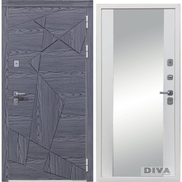 Дверь DIVA 97/3 Зеркало 2050x860 мм Правая Дуб Графит - Д15 Белый Софт УТ-00074912 Дверь DIVA 97/3 Зеркало 2050x860 мм Правая Дуб Графит - Д15 Белый Софт УТ-00074912