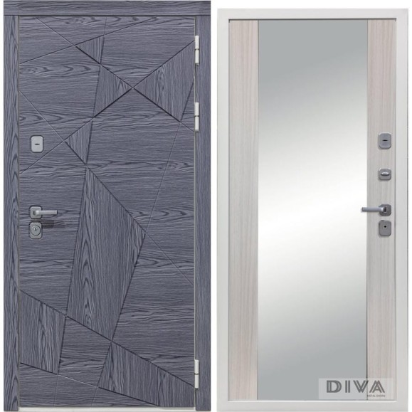Дверь DIVA 97/3 Зеркало 2050x860 мм Правая Дуб Графит - Д15 Сандал белый УТ-00074931