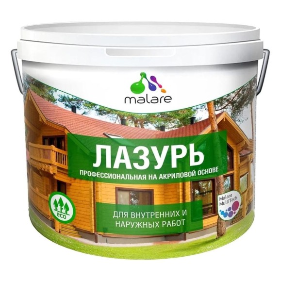 Лазурь-антисептик Professional для дерева MALARE, для любых деревянных поверхностей, акриловая, с антисептическим эффектом, быстроcохнущая без запаха, Орех, 9л ЛЗРОРХПГ0900 Лазурь-антисептик Professional для дерева MALARE, для любых деревянных поверхностей, акриловая, с антисептическим эффектом, быстроcохнущая без запаха, Орех, 9л ЛЗРОРХПГ0900