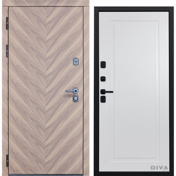 Дверь DIVA 98 2050x860 мм Левая Орех шоколадный - Н10 Белый Софт УТ-00075801