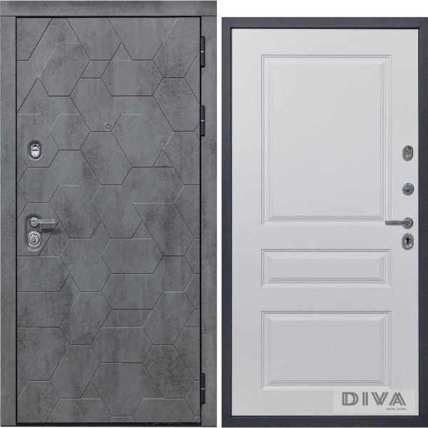 Дверь DIVA 51 2050x960 мм Правая Бетон темный - Д13 Белый софт УТ-00072768
