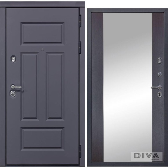 Дверь DIVA 47 2050x860 мм Зеркало Правая Ясень графит - Д15 Венге УТ-00074175