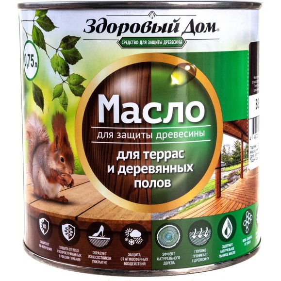 Масло для террас и деревянных полов Здоровый Дом венге 0,75 л Лк-00009557