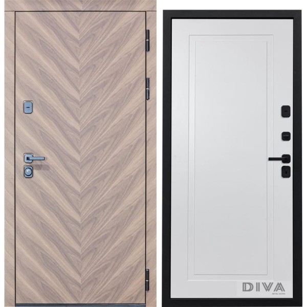 Дверь DIVA 98 2050x960 мм Правая Орех шоколадный - Н10 Белый софт УТ-00075803
