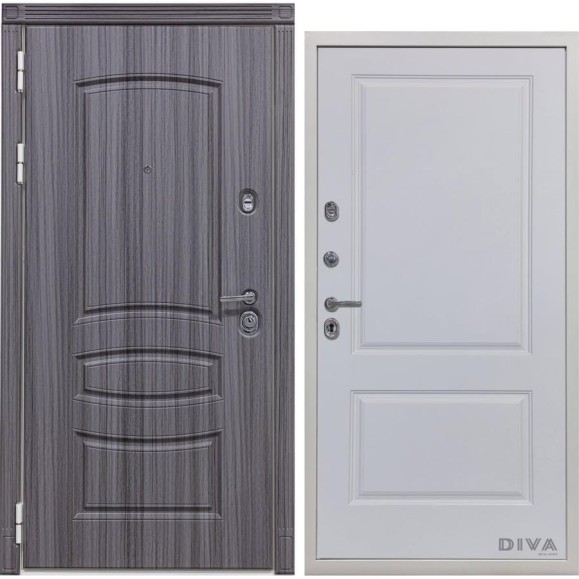 Дверь DIVA 42 2050x960 мм Левая Сандал серый - Д7 Белый Софт УТ-00072236