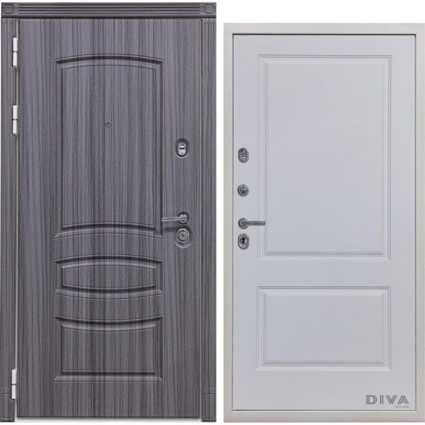 Дверь DIVA 42 2050x960 мм Левая Сандал серый - Д7 Белый Софт УТ-00072236