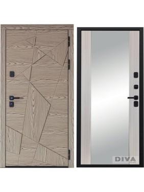 Дверь DIVA 97/1 2050x860 мм Зеркало Правая Дуб натуральный - Д15 Сандал белый УТ-00074980