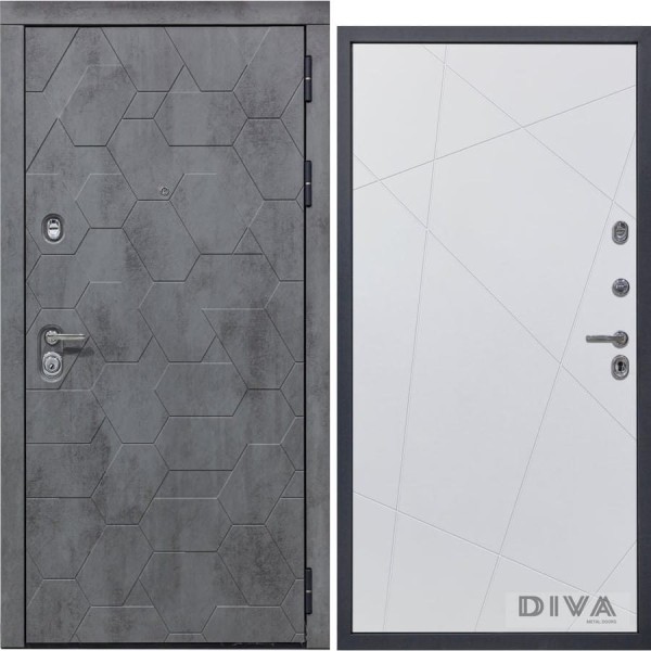 Дверь DIVA 51 2050x960 мм Правая Бетон Темный - Д11 Белый Софт УТ-00072046