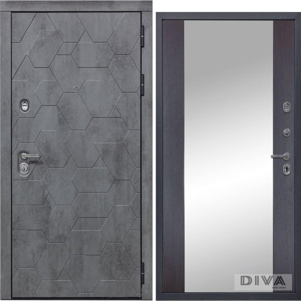 Дверь DIVA 51 Зеркало 2050x960 мм Правая Бетон Темный - Д15 Венге УТ-00075374