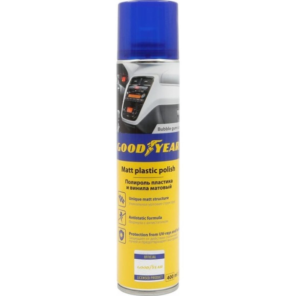 Матовый полироль пластика Goodyear buble gum, аэрозоль 400 мл GY000712 Матовый полироль пластика Goodyear buble gum, аэрозоль 400 мл GY000712