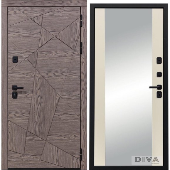 Дверь DIVA 97/2 2050x860 мм Зеркало Правая Дуб коньяк - Д15 Софт шампань УТ-00074788