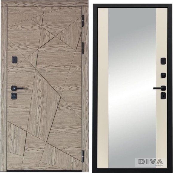 Дверь DIVA 97/1 2050x960 мм Зеркало Правая Дуб натуральный - Д15 Софт шампань УТ-00075002
