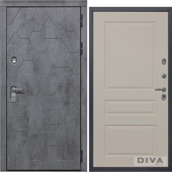 Дверь DIVA 51 2050x960 мм Правая Бетон темный - Д13 Софт шампань УТ-00075347