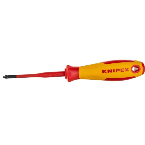 Тонкая отвёртка Knipex VDE 1000V Pozidriv PZ1 крестовая, L стержня 80 мм, 2-комп. рук-ка KN-982501SL Тонкая отвёртка Knipex VDE 1000V Pozidriv PZ1 крестовая, L стержня 80 мм, 2-комп. рук-ка KN-982501SL