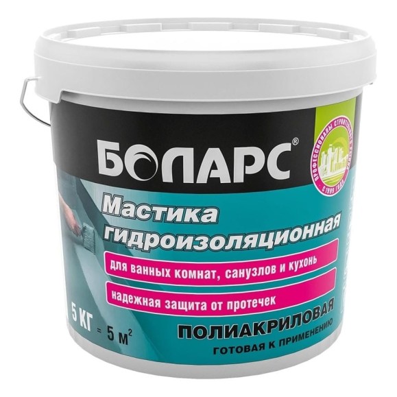 Гидроизоляционная мастика БОЛАРС полиакриловая, 5 кг 00000039059 Гидроизоляционная мастика БОЛАРС полиакриловая, 5 кг 00000039059