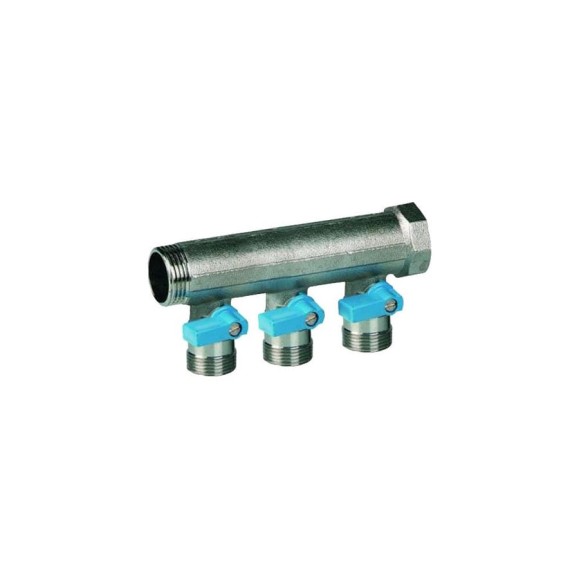 Коллектор HENCO 1" с синими шаровыми кранами, 3/4"НР евроконус, 1"-3xEK14,16,18,20 VB060503-BLAUW Коллектор HENCO 1" с синими шаровыми кранами, 3/4"НР евроконус, 1"-3xEK14,16,18,20 VB060503-BLAUW