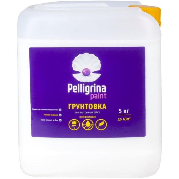 Грунтовка PELLIGRINA PAINT проникающая, для внутренних работ, 5 кг 231238 Грунтовка PELLIGRINA PAINT проникающая, для внутренних работ, 5 кг 231238