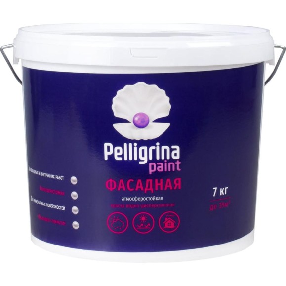 Фасадная акриловая краска PELLIGRINA PAINT белоснежная, 7 кг 231204 Фасадная акриловая краска PELLIGRINA PAINT белоснежная, 7 кг 231204