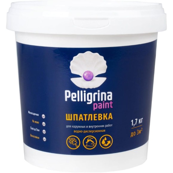 Универсальная акриловая шпатлевка PELLIGRINA PAINT для наружных и внутренних работ, 1.7 кг 231233 Универсальная акриловая шпатлевка PELLIGRINA PAINT для наружных и внутренних работ, 1.7 кг 231233
