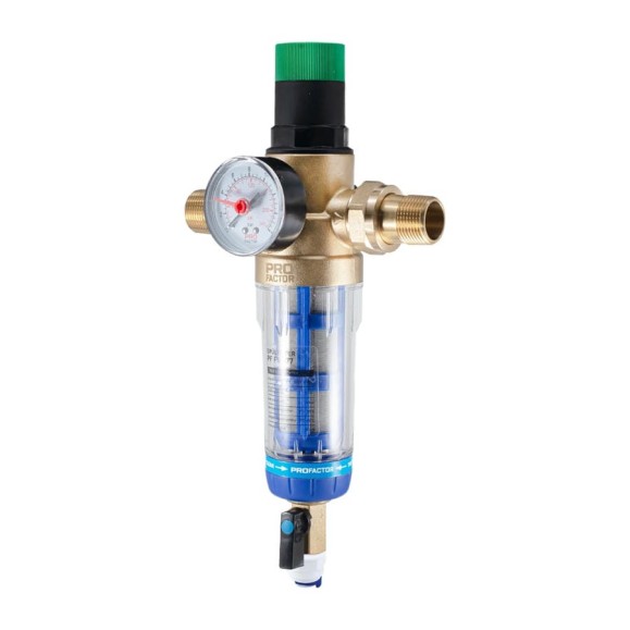 Фильтр с системой очистки и регулятором давления PROFACTOR 1/2"-3/4" PF FS 877 Фильтр с системой очистки и регулятором давления PROFACTOR 1/2"-3/4" PF FS 877