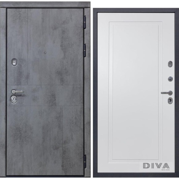 Дверь DIVA 48 (2050x960 мм; правая; бетон темный - Н10 белый софт) УТ-00074115 Дверь DIVA 48 (2050x960 мм; правая; бетон темный - Н10 белый софт) УТ-00074115