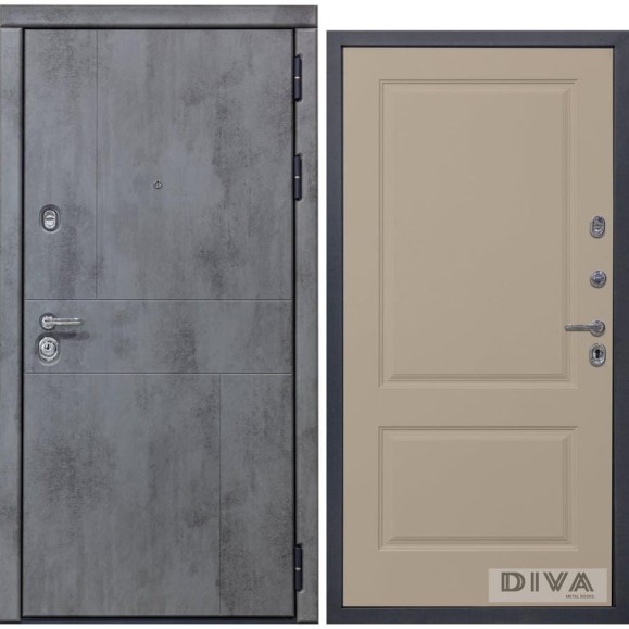 Дверь DIVA 48 (2050x860 мм; правая; бетон темный - Д7 софт шампань) УТ-00075105